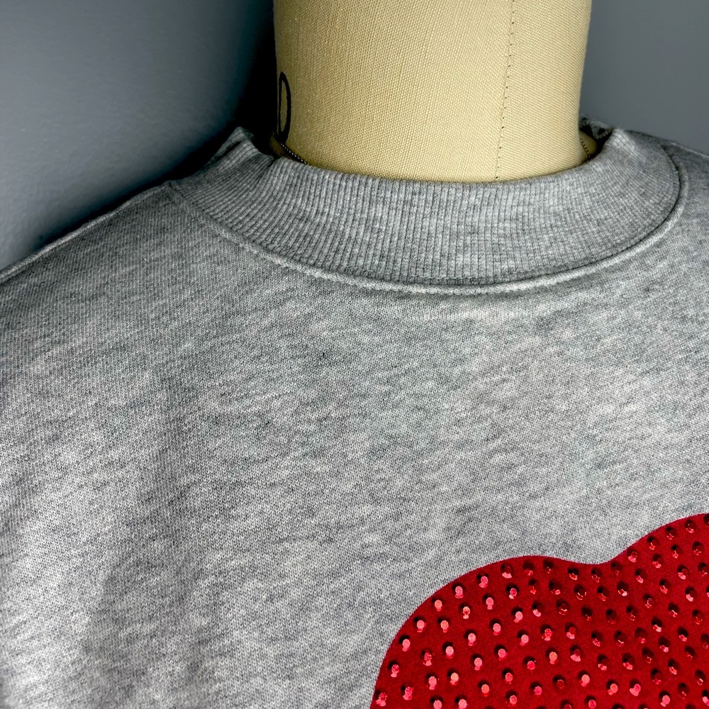 PLUS Crop top pullover sweatshirt Bedazzled Lips Kiss - Picture 5 of 10